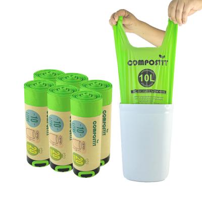 China T Shirt Handle Compostable Garbage Bags Biodegradable Classic Paper Wrap Rolled for sale