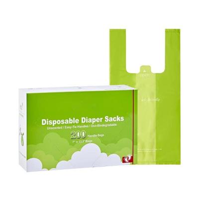 China Compostable Baby Nappy Sacks Corn Starch Scented Disposable Diaper Bags for sale