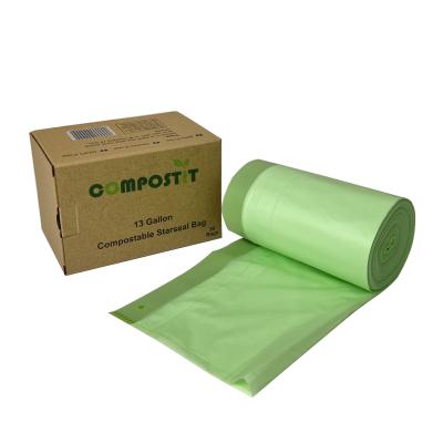 China Eco Friendly Compostable Garbage Bags Heavy Duty Kitchen Drawstring Trash Bags for sale