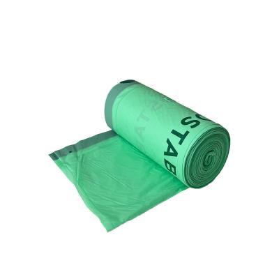 China Green Biodegradable Drawstring Trash Bags Non Toxic With Custom Logo for sale