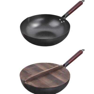 China Cheap Viable Chinese Non-stick Cast Iron Wok Pan Without Frying Coating Fish Scale Pan Wok Pan for sale