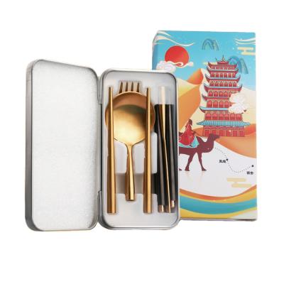 China New Design Viable Detachable Handle Flatware Stainless Steel Portugal Folding Cutlery Set for sale