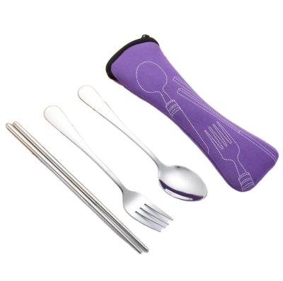 China Sustainable Support Logo Portable Cutlery Stainless Steel Custom Camping Travel Cutlery Set With Case for sale