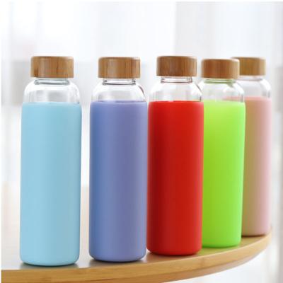 China High Sustainable Borosilicate Double Wall 500ml Glass Water Bottle With Custom Sleeves Glass Tea Bottle for sale