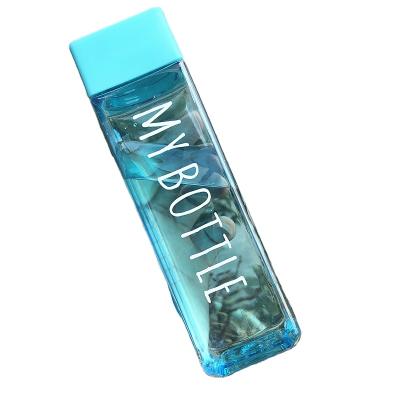 China 2021 Sustainable Hot Sale Square Clear Frosted Plastic Water Bottle With Plastic Lid for sale