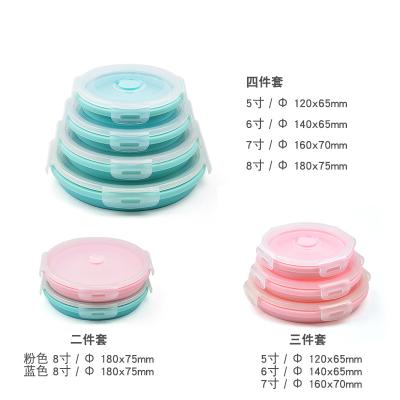 China Portable Food Grade Microwavable Kids Bento Collapsible Food Storage Container Kitchen Silicone Lunch Box for sale