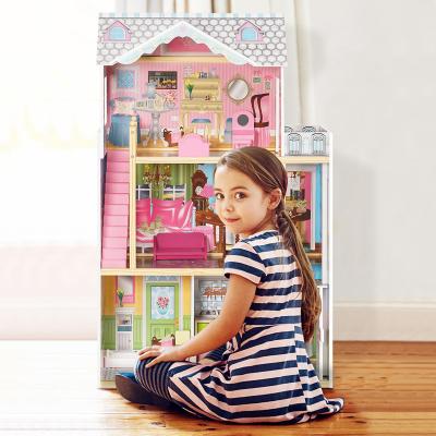 China Toy Amazon Hot Selling DIY OEM Wooden Doll Houses Cartoon Amazing House Dollhouse Toys Pretend Play Educational Toys for sale