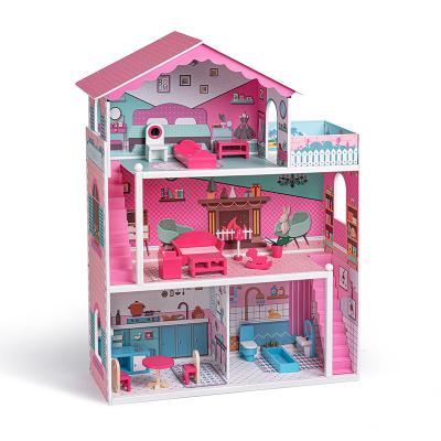 China Cartoon Toy Wood Dollhouse Kid Toys DIY Dollhouse Set Box Modern Packing Bedroom Children Toys for sale