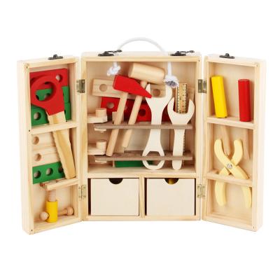 China MODEL TOY Wooden toolbox toys set for kids tool bench pretend play kit accessories for toddlers for sale