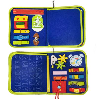 China Eco-Friendly Felt Nonwoven Busy Board Felt Montessori Toys For Toddlers Foldable Toys Bag Desgin for sale