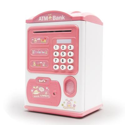 China Wooden Rolling Automatic Password Safe Money Box Painted ATM Piggy Bank for sale