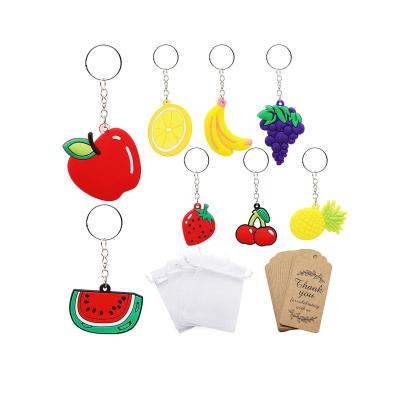 China Promotional Gifts Retailer DIY Customized Cute Gifts Gifts For Kids Summer Theme Birthday Baby Shower PVC Rubber Fruit Key Chain for sale