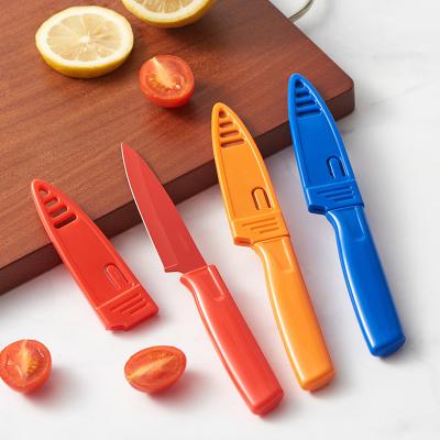 China New color stainless steel skin knife viable kitchen household plastic knife set fruit knife for sale