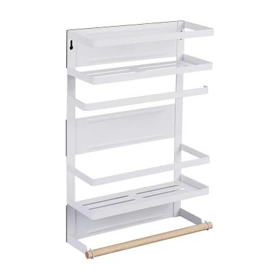 China High Quality Carbon Steel Frigde Storage Wall Mounted Hanging Rack Viable With Mgnetic Hook Fridge Shelf for sale