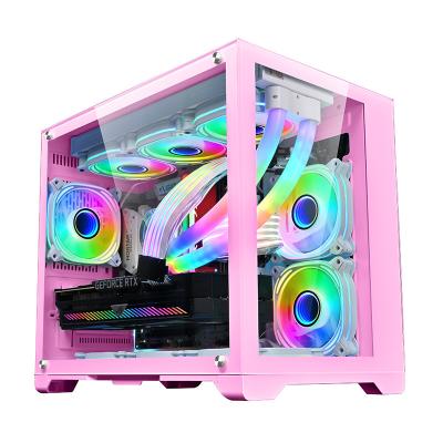 China With Side Panel Window PC Case Gaming Computer ITX PC Builder Micro-ATX USB and HD Audio PC Tower Factory Price for sale