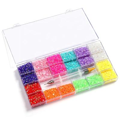 China High Quality Mix Crystal Jelly Stone Resin Flatback Rhinestone Set with Pen Flatback Stones for DIY Craft Decoration for sale