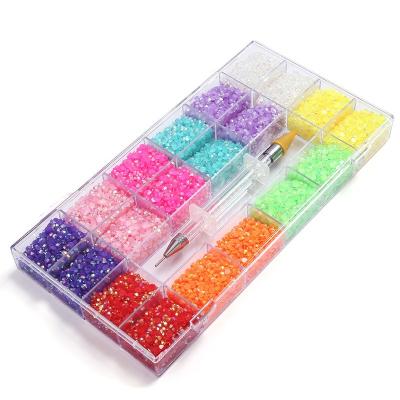 China Colored Flatback Mix Crystal Jelly ab Resin Rhinestone Set with Pen Resin Flatback Rhinestone for Nail Accessories for sale