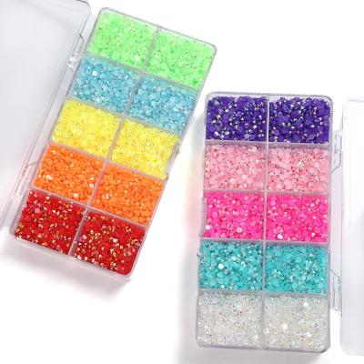 China Hot Selling Flatback Shinning Rhinestone Kit For Mugs Craft Accessories Resin Flatback Jelly Rhinestones Colorful 10 Grids ab for sale