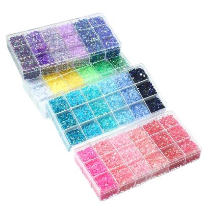 China Flatback Wholesale 18 Grid Boxed Flatback Kit Color Jelly AB Shiny Resin Rhinestones For Cup Decorating Craft for sale