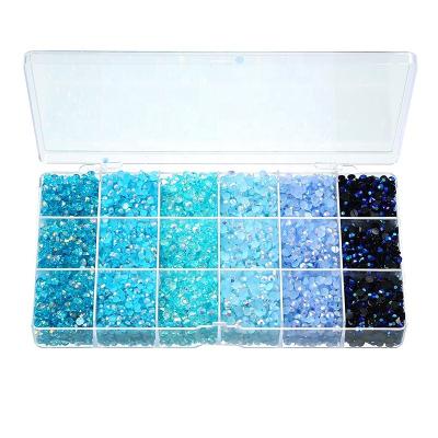 China Hot Selling Shiny Flatback 18 Boxed Mixed Grid Flatback Rhinestone Color Jelly AB Resin Rhinestone For Craft Decoration Design for sale