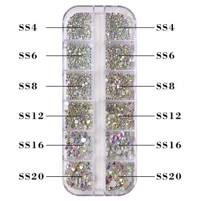 China Wholesale Flatback Mix Brilliant Cut Round Rhinestone SS4-SS20 Mixed Size 1440 Pcs Rhinestone For Nails for sale