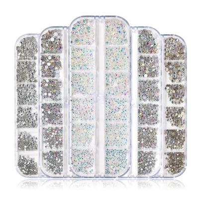 China Crystal glass nail factory wholesale supplies flatback ab rhinestone rhinestone rhinestone flatback mix size direct sale for sale