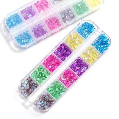 China Flatback Mix Boxed Round Mermaid Shaped Teardrop Glass Beads Colorful 3D Nail Rhinestone for sale