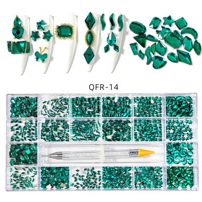 China Factory Direct Sale High Quality Special Shaped Fake Stone Nail Accessories Kit Glass Flatback Rhinestones Nail Supplies for sale