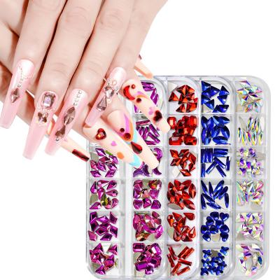 China Nail Accessories High Quality Glass FlatBack Special Shaped Rhinestone Set Crystal Rhinestones For Nail Art Decorations Nail Supplies for sale