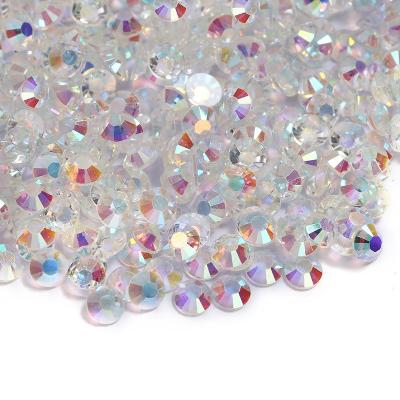 China Flatback Wholesale 2mm 3mm 4mm 5mm 6mm Non Resin Rhinestone hotfix ab crystal transparent rhinestone for Nail Art Decoration for sale