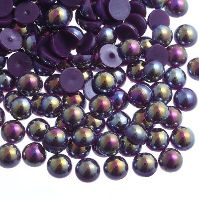 China Bags Wholesale Hot Selling ABS Color Pearl Flatback Rhinestone Half Half Round Bead Loose Beads For DIY Jewelry Craft Accessories for sale