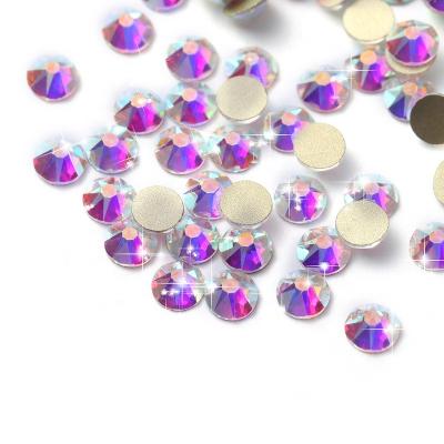 China 16 Stunning Flatback Shine Gold Bottom Rhinestone Face AB Cut Crystal Rhinestones For Nail Art Jewelry Accessories Factory Direct Sale for sale