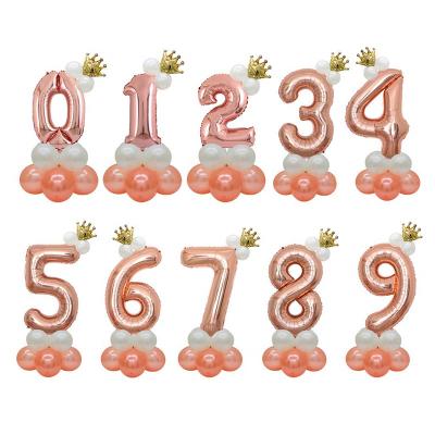 China Festival Decoration Selection Factory Direct Selling Theme Party Supplies Foil Number Balloon Set With Crown For Kids Birthday Baby Shower Decor for sale