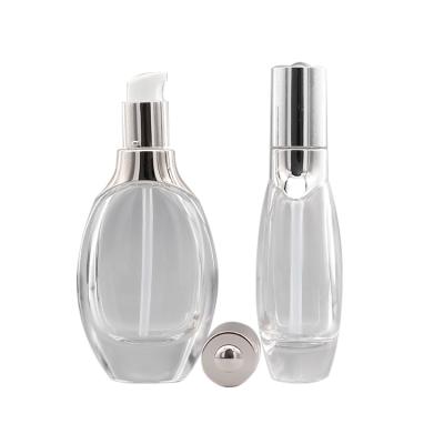 China Chrome Cosmetic Cap Wholesales Factory Lotion Eco Friendly Emty Clear Bottle for sale