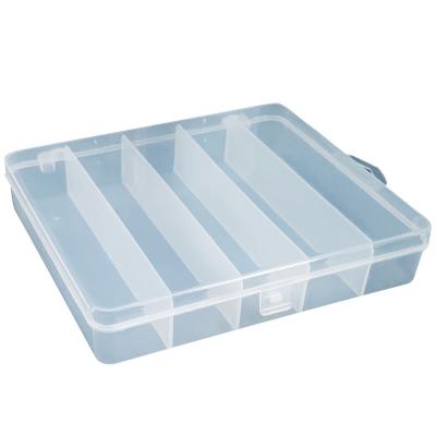 China PP Fishing Hard Plastic Storage 5 Grid Transparent Fishing Box Accessories Lure Box Large Packing Box for sale