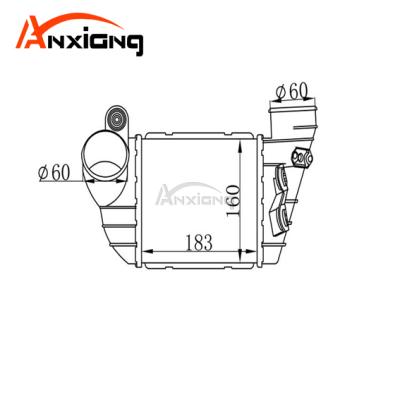 China Aluminum Core Plastic Tanks 48124 Intercooler 8NO145803C For TT 1.8T 98- for sale