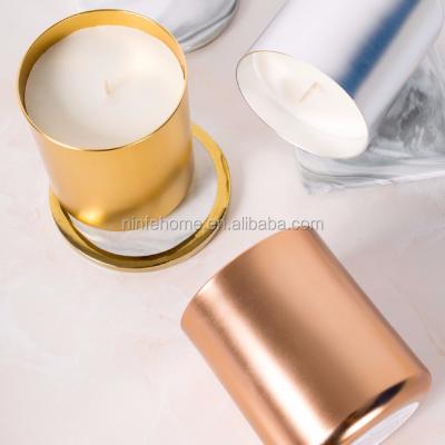 China New Scented Rose Tin Soy Gold Copper Wax Scents Candle for sale