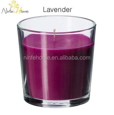 China Lavender scented custom soy wax candles in glass jar for sale