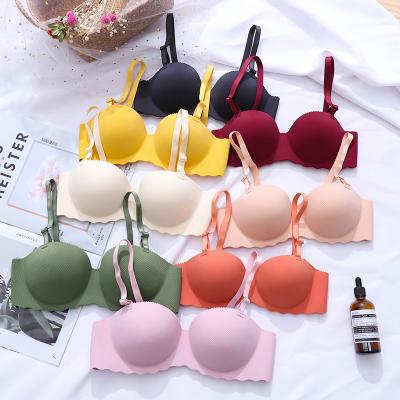 China QUICK DRY Half 1/2 Cup AB Size No Wire Wireless Seamless Lift Up Women One Piece Bra for sale