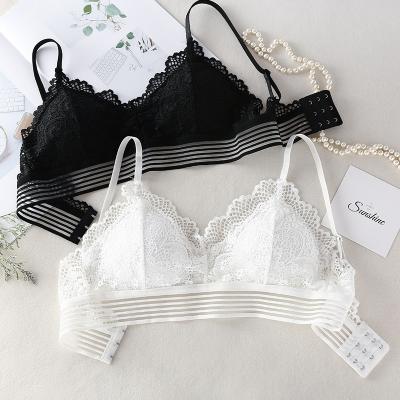 China Women Black Wireless Comfortable QUICK DRY Underwear White Lace Bralette for sale