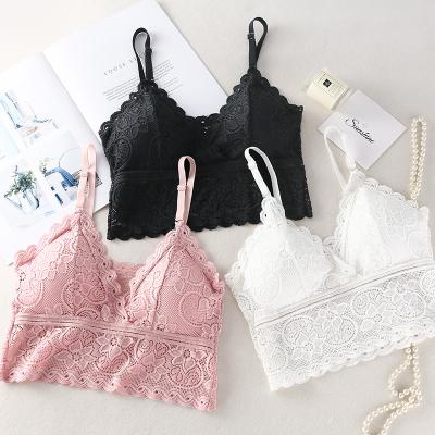 China QUICK DRY Korean Free Size Lace Girls Floral Bralette Tops Women for sale