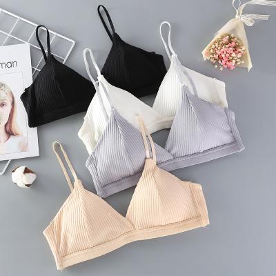 China QUICK DRY Women's Soft Padded Seamless Ribbed Cotton Bralette for sale