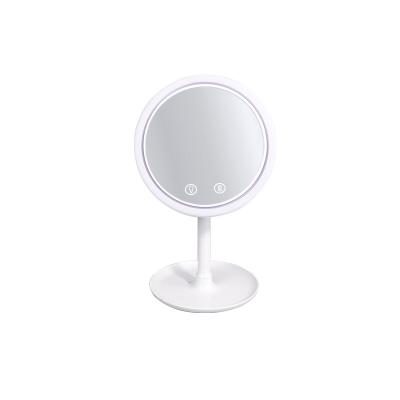 China 2021 Hotel Hot Sale Led Vanity Makeup Mirror Small Cosmetic Lights Travel Mirror With Storage Tray Girls Gift Led Mirror Lamp for sale