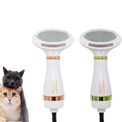 China Stocked 2021 New Design Pet Grooming Fan Brush Dog Hair Dryer Adjustable Temperatures 2 In 1 Pet Brush Fan Dryer Machine for sale