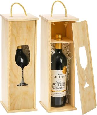 China Europe Simple 2 Pack Wooden Wine Box Wine Bottle Storage Box With Handle For Valentine's Day Gift Wine Accessory Set Housewarming for sale