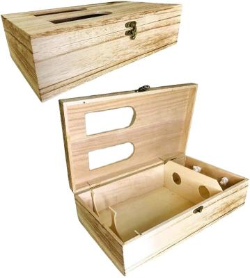 China Europe 2 Pack Wine Box - Double Wooden Wine Bottle Storage Gift Box with Handle and Hinges for Birthday Party Housewarming Wedding for sale