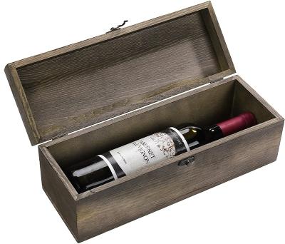 China Europe Rustic Burnt Solid Wood Wine Bottle Gift Box With Locked Lid Decorative Bottle Storage Carrying Case With Chalkboard Label for sale