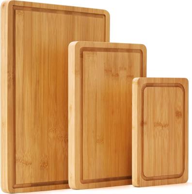 China Sustainable Bamboo Cutting Board Set of 3 Choppers for Kitchen Extra Large with Juice Groove and Handle for Meat Vegetables Cheese for sale