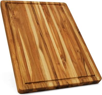 China Viable Teak Wood Cutting Board with Juice Groove Hand Grip Large Wooden Cutting Boards for Kitchen Chopper Wood, Gifts for Mom for sale