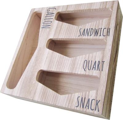 China Viable Wooden Food Storage Bag Organizer 4 Pieces Compatible with Most Brands Sandwich Bag Snack Ziplock Bag for sale